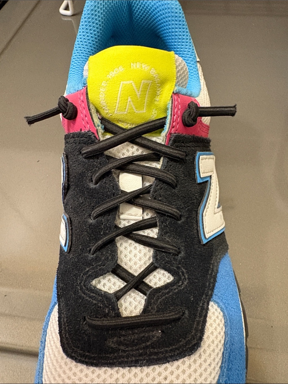 New Balance Colorblock 574 Sneakers in Blue, Black, Pink & Yellow - Picture 4 of 6